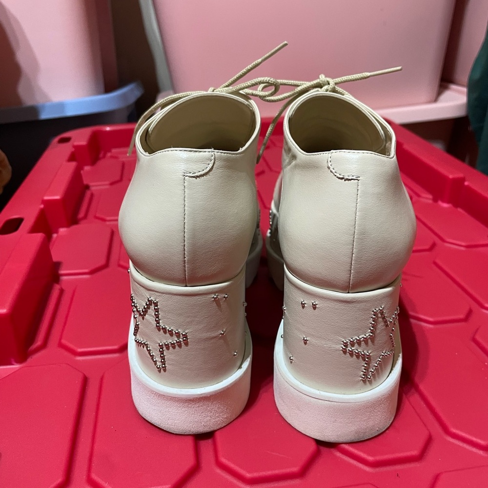 Stella McCartney Elyse Star Platform Derby Beige Vegan Leather Studded Stars 39 - Picture 7 of 10